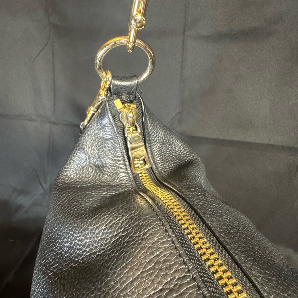 Coach Black Leather Shoulder Bag with Gold Accents - Picture 6 of 12